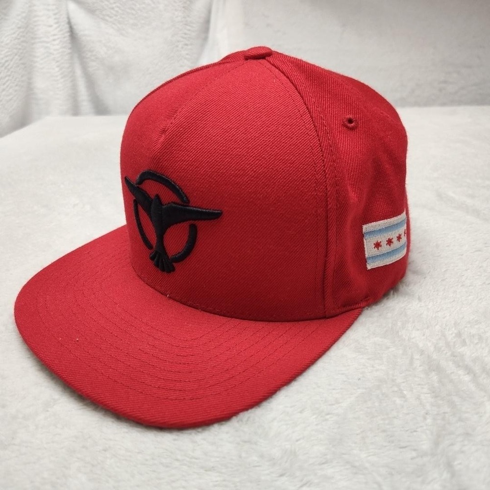 Tiesto Chicago Hat Cap Snap Back One Size Mens Red Wool Twill Music Adjustable